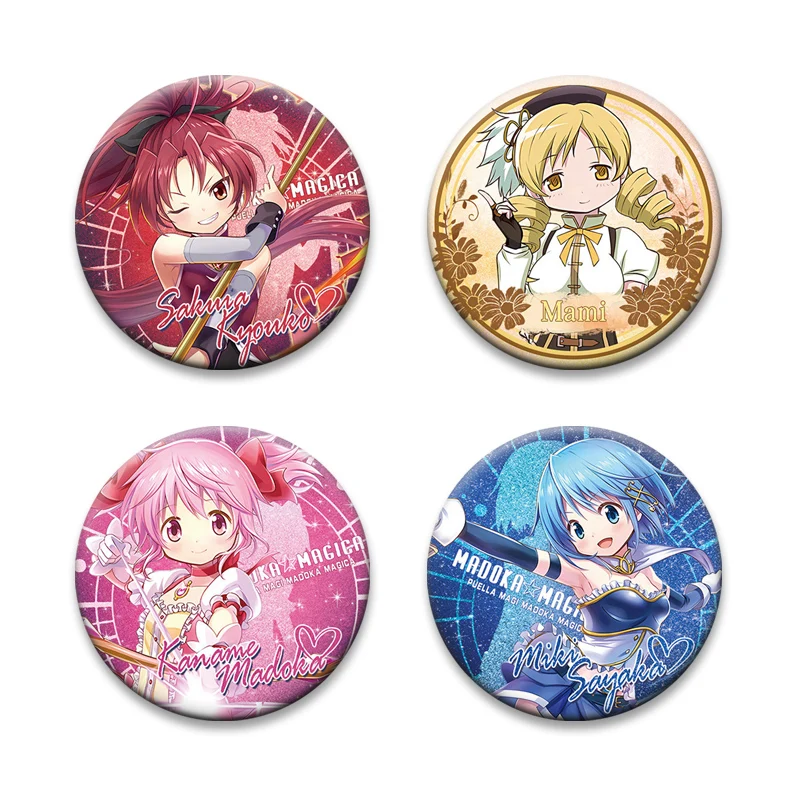 Anime Madoka Magica Brooches Cute Cartoon Girl Pins Madoka Kaname,Homura Akemi,Mami Tomoe Badge Bag Accessories Jewelry Gifts