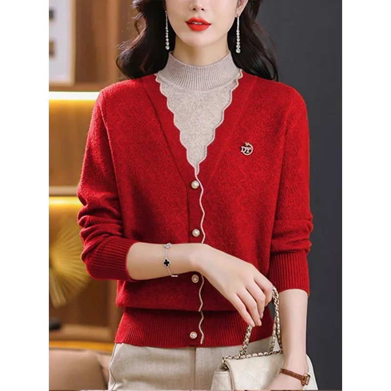 Women Clothing Knitted Vintage Thick Sweaters Autunmn Winter Fashion Casual Loose Tops Office Lady Chic All-match Pullovers