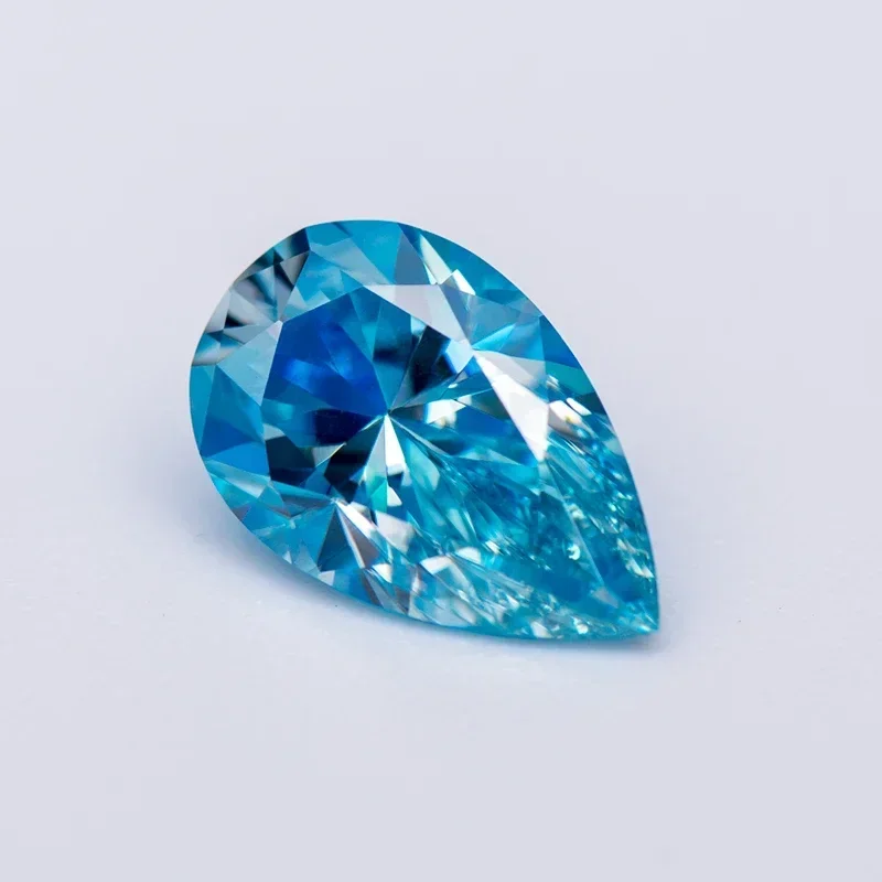 Moissanite Stone Pear Cut Aquamarine Colour Lab Created Heat Diamond Advanced Jewelry Making Materials with GRA Certificate