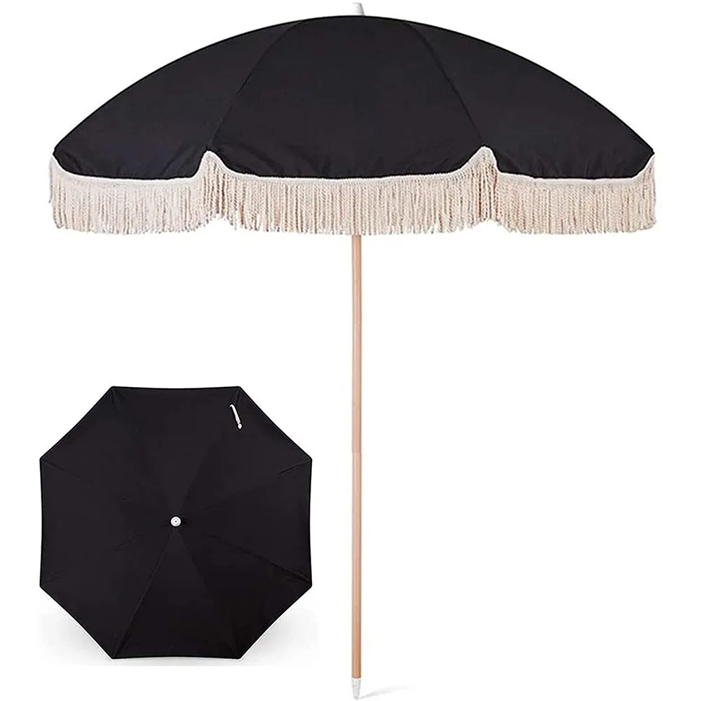 

Woven hollow fringed umbrella outdoor parasol sun protection courtyard leisure sand