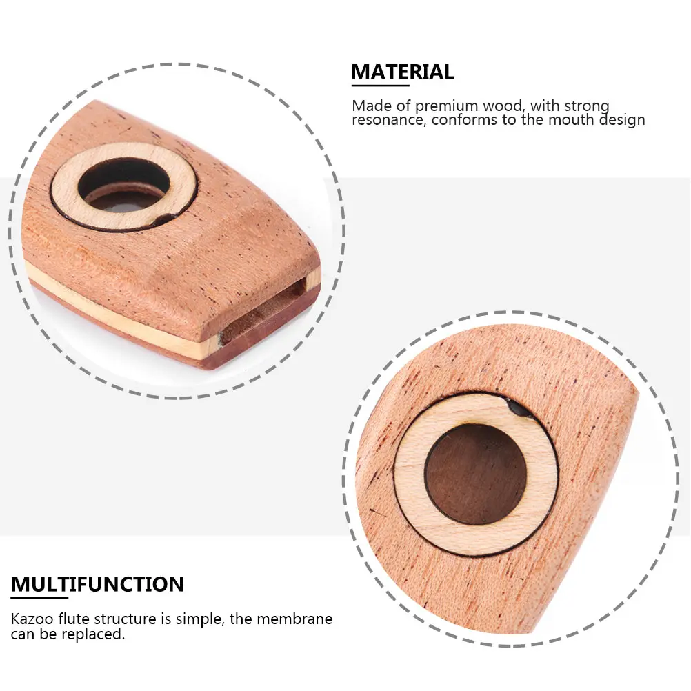 

1Pcs Wooden Kazoo Classic Mouth Instrument Durable Resonant Sound Portable for Kids Adults Guitar Ukulele Partner