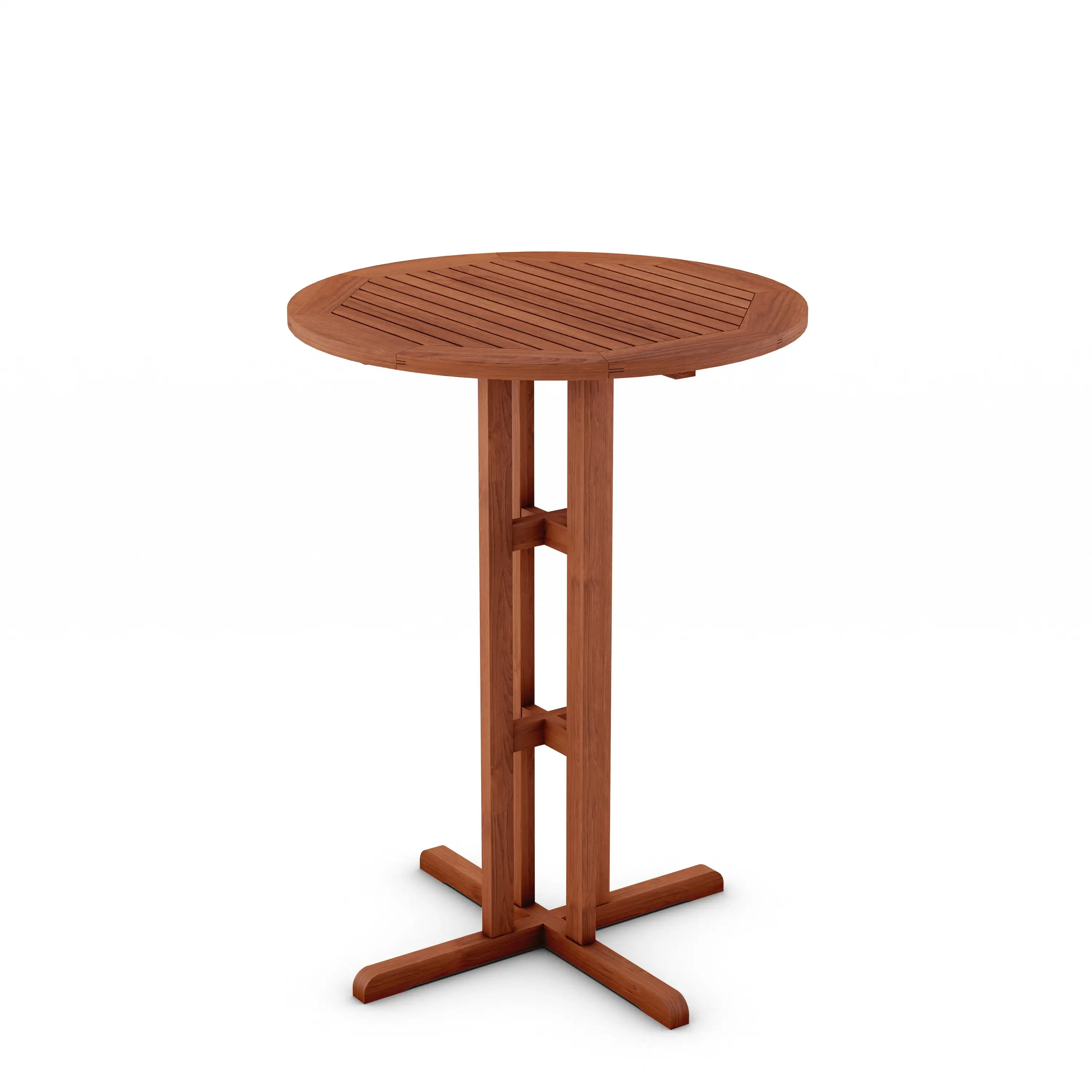 Round Bar Table Eucalyptus Wood Brown Top Bistro Pub Counter Table Kitchen Dining Table