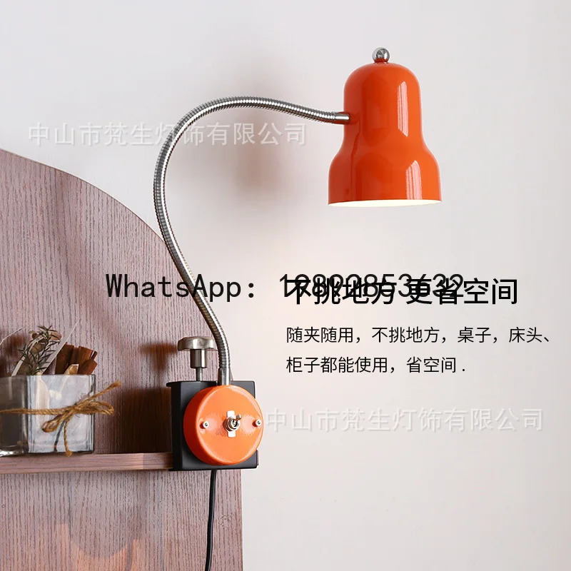 DD Industrial Style Clip-on Table Lamp for Bedside and Desk, Adjustable for Reading, Vintage Desktop Work Lamp with