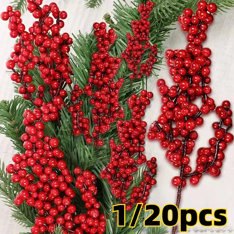 Christmas Wreath Fake - Ranting Buah Berry Merah Buatan Natal,
