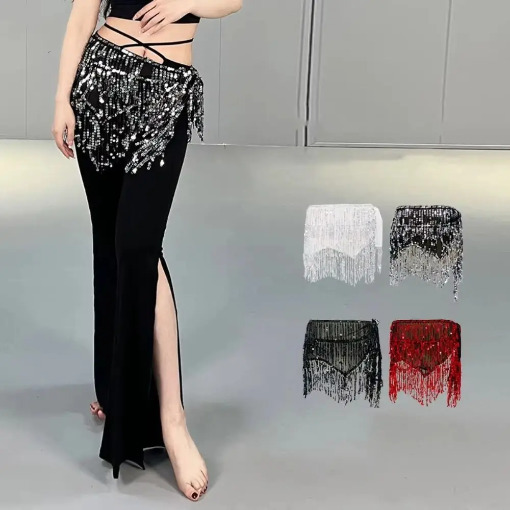 Sexy Glanzende Pailletten Buikdans Hippe Sjaal Kwastje Sparkly Dans Rok Taille Riemen Elegante 4 Kleuren Vrouwen Taille Kettingen Voor meisje