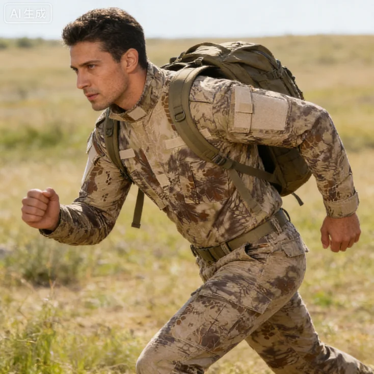 Men's Tactical Camo Uniform Suit 2 Piece, Outdoor Hunting Combat Working Clothes for Training
