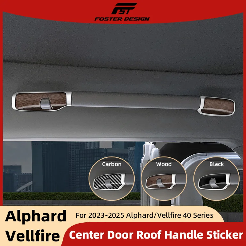 

Center Door Roof Handle Frame Trim Sticker For Alphard Vellfire 40 Series Carbon Fiber Textured Trim Stickers Interior Parts