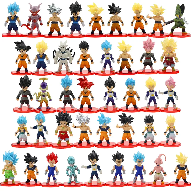 21 Pieces / Set Super Saiyan Goku Vegeta Broly Frieza Piccolo Buu Cell Action Figure Collection Model Toys Vinyl Figurine Doll