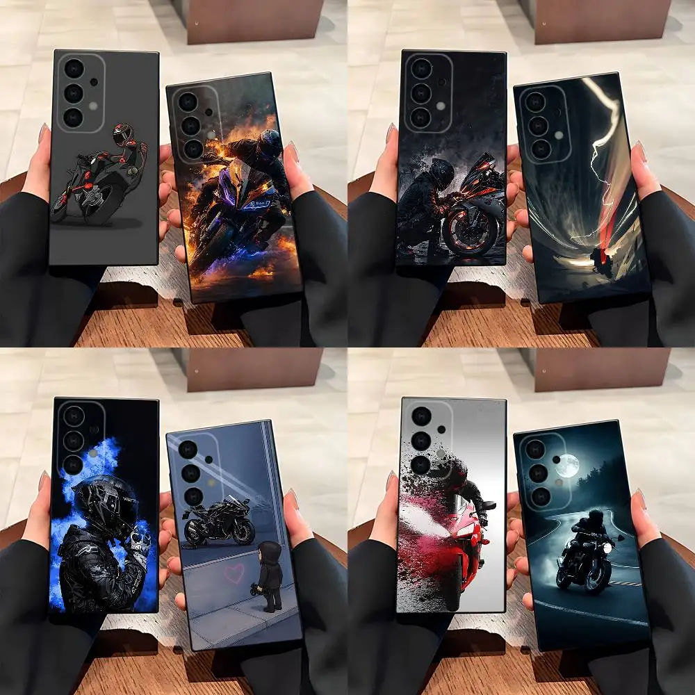 

Motorcycle Rider Phone Case For Samsung S25,S24,S21,S22,S23,S30,Ultra,S20,Plus,Fe,Lite,5G Black Cover