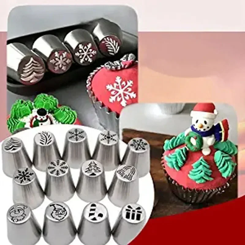 

Cream Cake Icing Piping Nozzles Stainless Steel Rose Pastry Flower Mouth Cupcake Tips Christmas Series Baking Decorating Tools