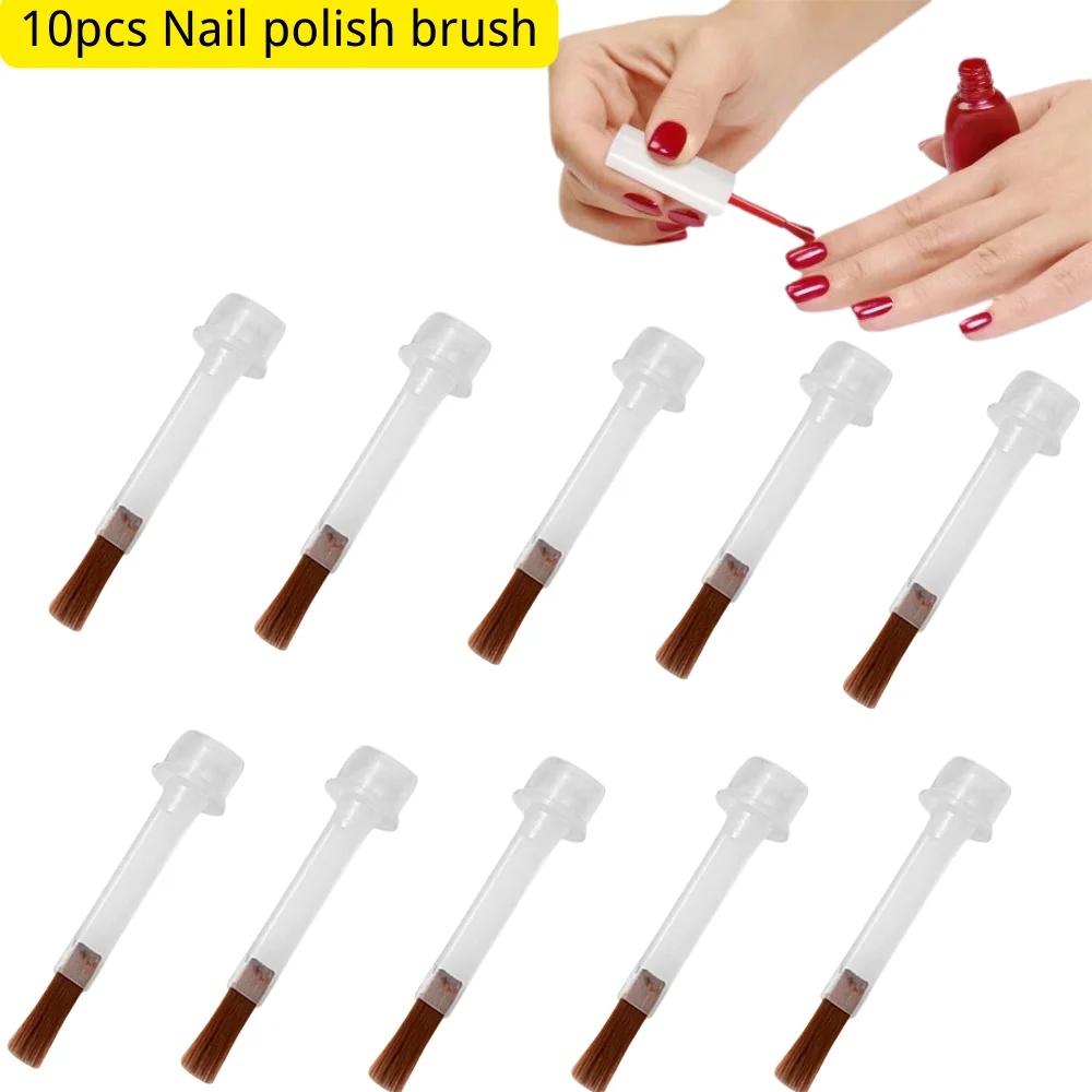Brosse à vernis à ongles jetable à tête plate, brosse incurvée, tête de poudre acrylique, applicateurs de liquide, ensemble de manucure de remplacement, 10 pièces