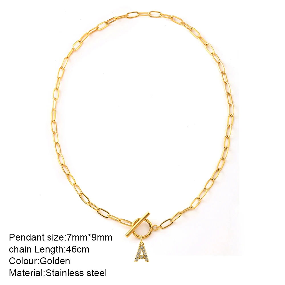 Necklaces for women Stainless Steel Cross Buckle Chain Initial Letter Zircon Pendant Fashion Valentine\'s day Jewelry Gifts
