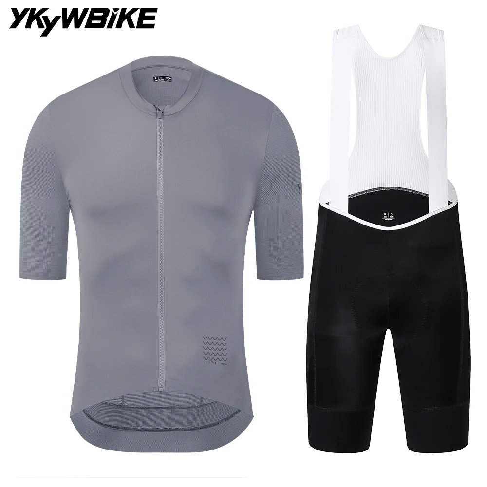 YKYWBIKE Men's Pro Team Cycling Jersey Sets 6 Hours Riding Padding Bicycle Bib Shorts Suit MITI Strapes  Road Bike Clothing
