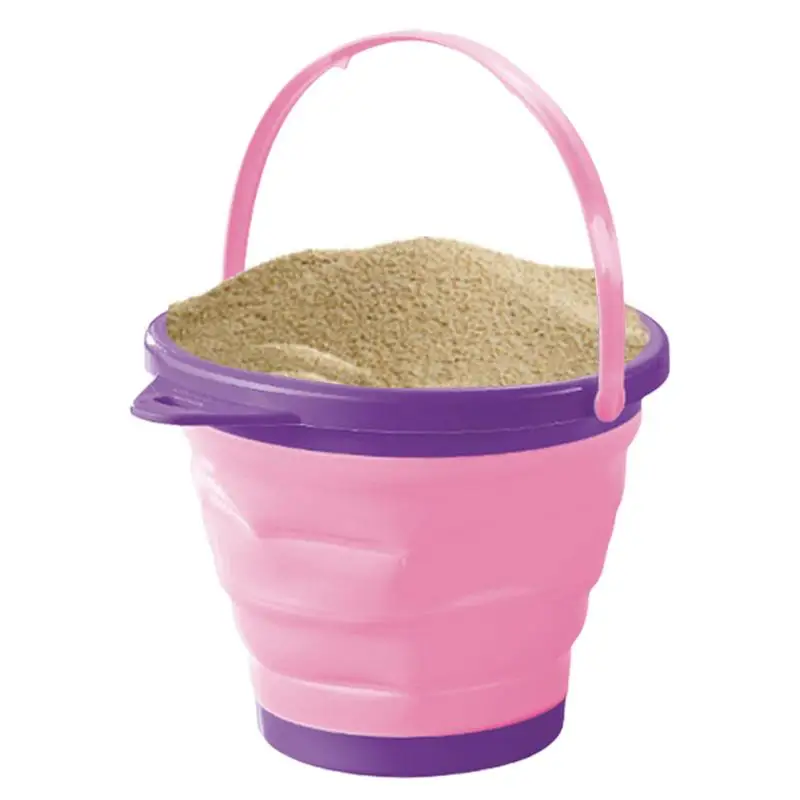 Silicone Beach Bucket Play Sand Bucket Toy For Children Bright Colors Outdoor Fun Toy For Garden Swimming Pool Lake And Backyard