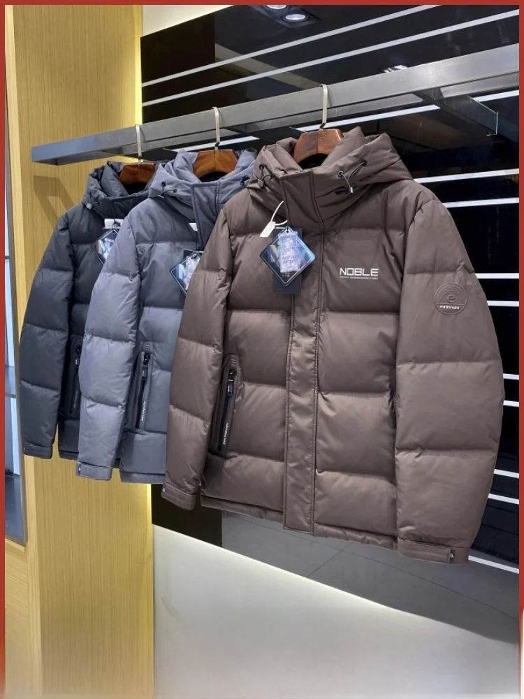 High-End Winter Men's Puffer Jaet Ultra-Fuffy 90-White-Du-Down Thiened down Coat Outerwear Busin Sle Zipper Closure