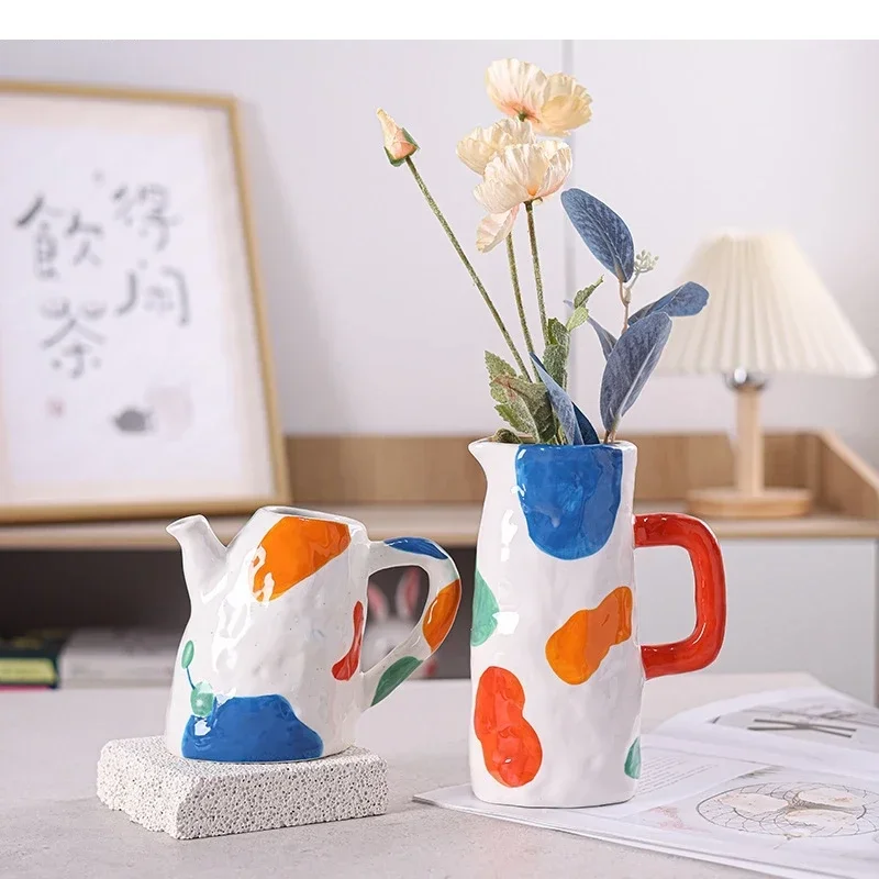 Colored Ceramic Vase Crafts Ornaments Dry Flower Modern Style Home Dining Table Decoration Arrangement