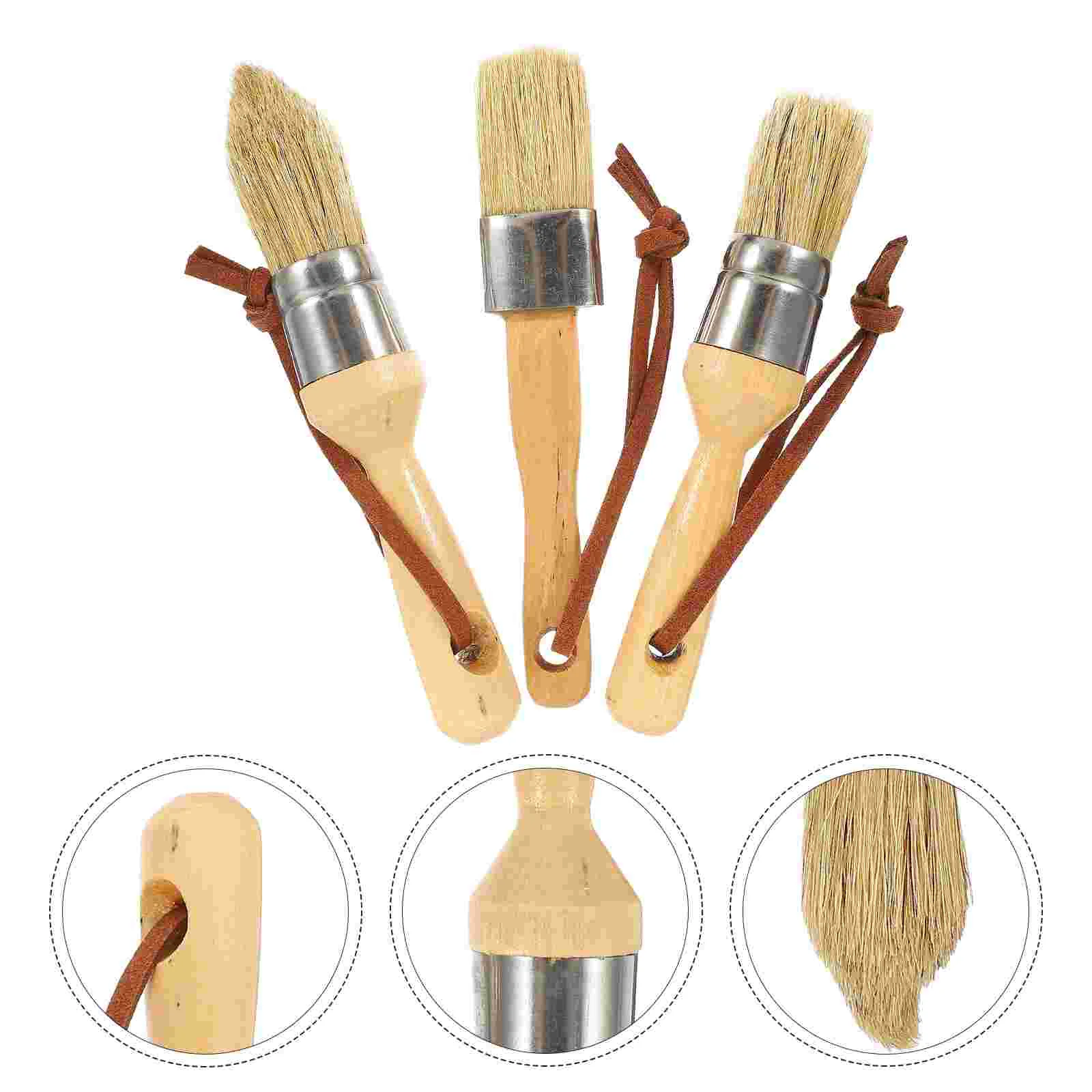 

3 Pcs Tiger Round Paintbrushes for Furniture Beech Watercolor Household Chalk Bristle Hair