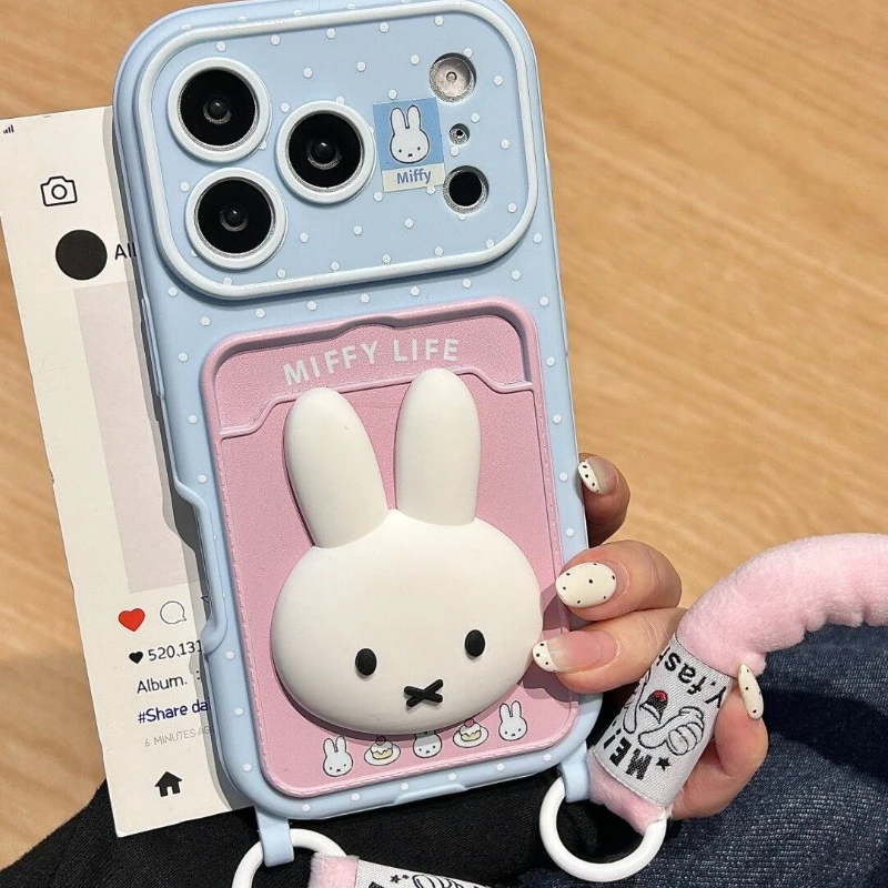 Cartoon Kawaii New style Applicable apple Anti-fall mobile phone case Fashion all inclusive lanyard Good feel Exquisite Miffy