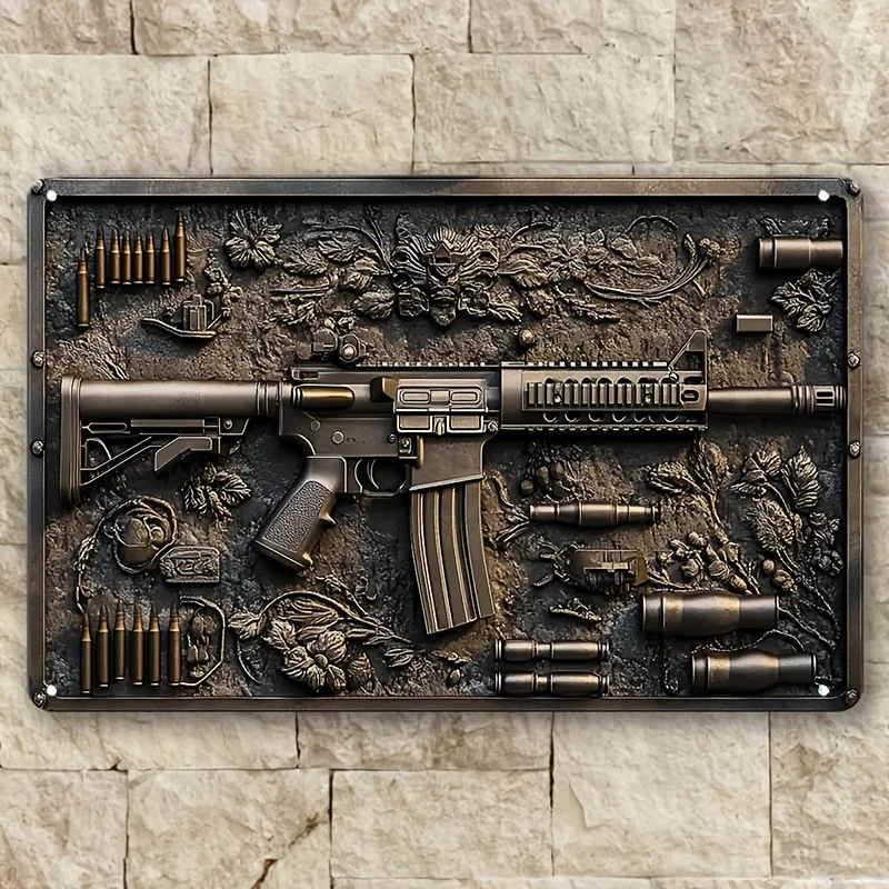 

Vintage AR-15 Assault Rifle Metal Wall Sign, 7.9x11.8"/11.8x17.7" Aluminum Decor for Home, Bar, Garage, Decorative Wall Poster