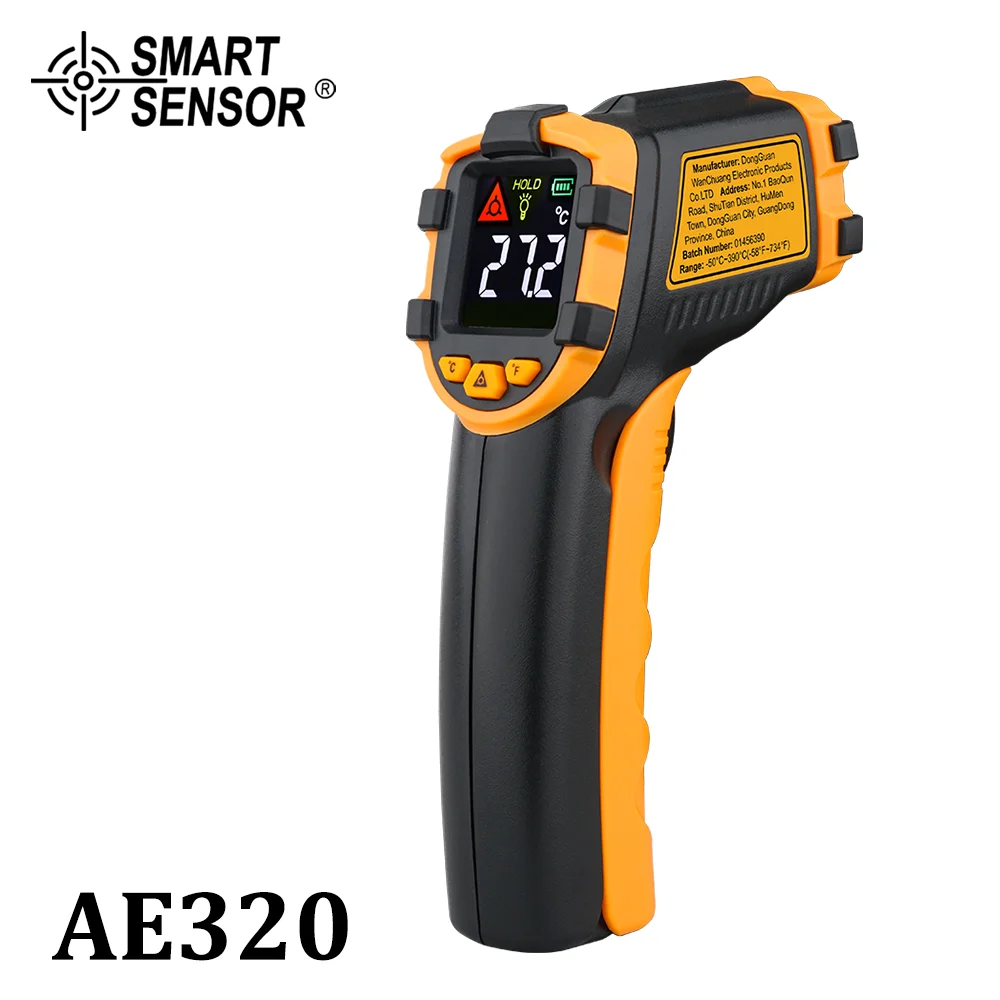 Digital Infrared Thermometer Non-contact Pyrometer IR Termometro Color LCD Light Alarm Industrial Temperature Meter