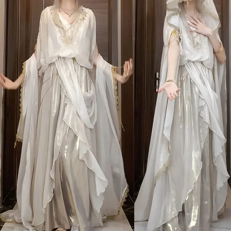 Disfraz de Ángel del Juicio, Cosplay de Diosa Griega, Vestido Largo Blanco, Ropa de Hada Lolita, Traje de Juego de Rol para Mujer