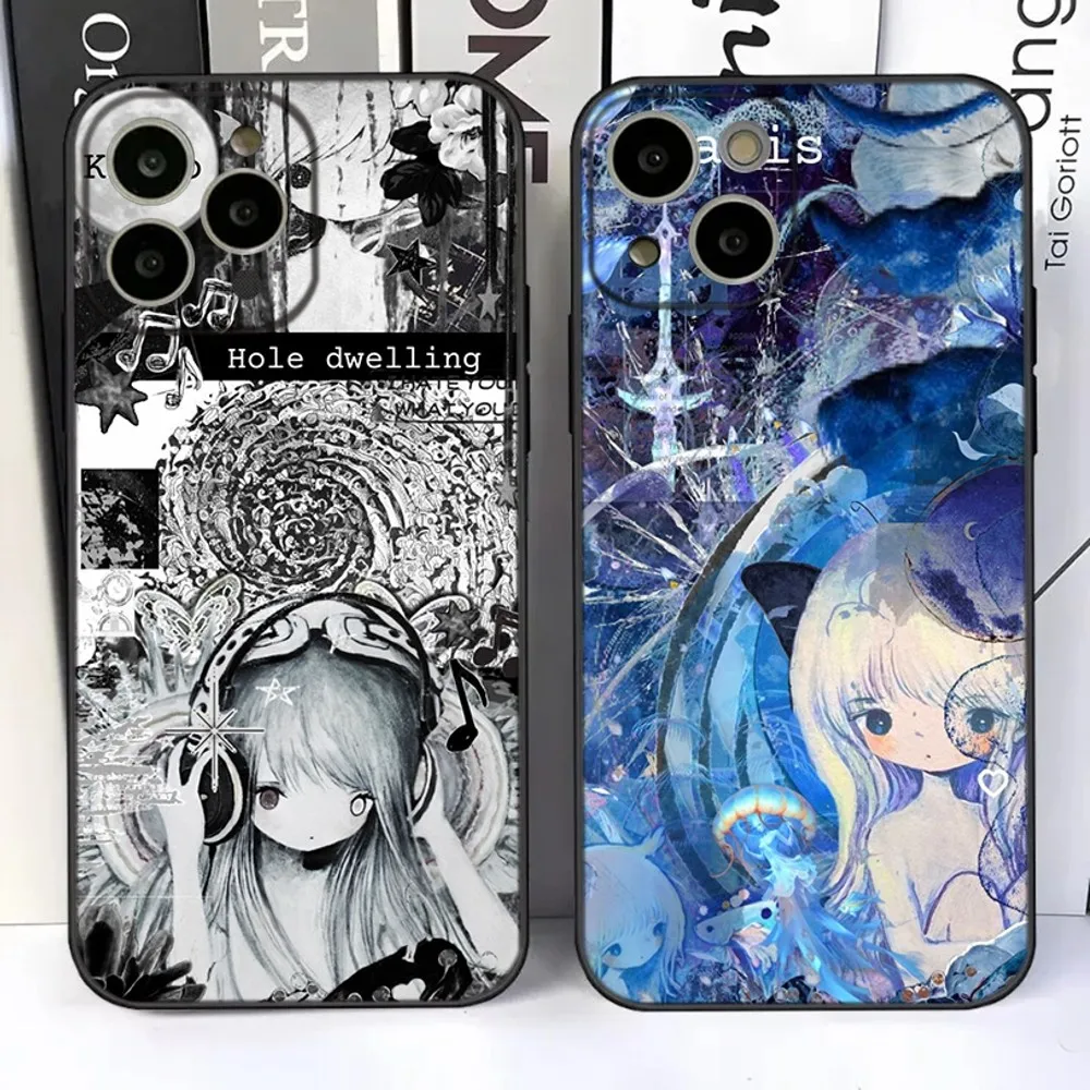 حافظة هاتف Kikuo Anime Japan Music لهاتف iPhone 16,15,14,13,12,11 Plus, Pro,Max,XR,XS,X,7,8 Plus,SE,Mini Silicone Soft #1