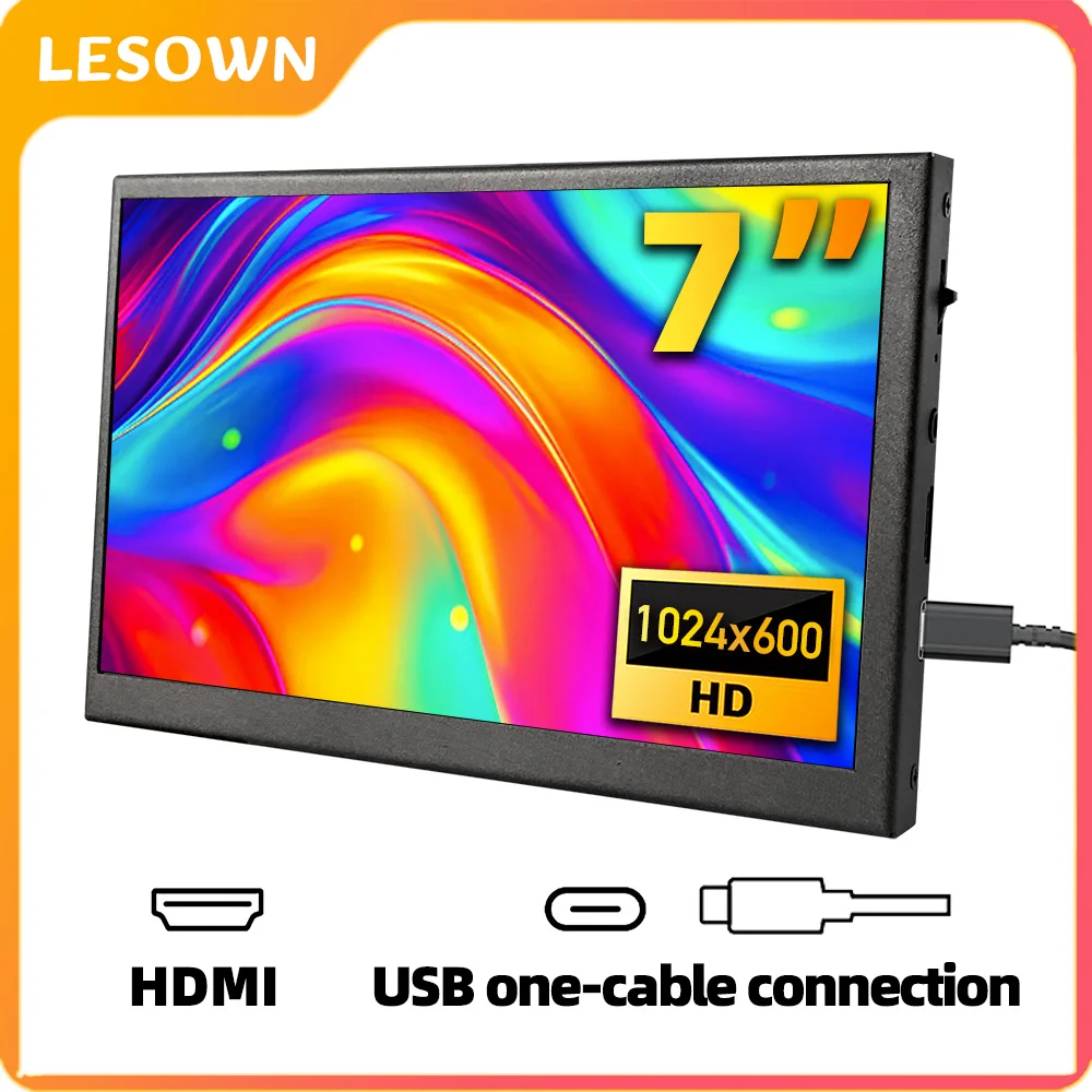 LESOWN 7 10.1 Inch Touchscreen Portable Monitor 1024x600 IPS USB LCD Display for Laptop PS4 Xbox Perfect for Dual Display Setup