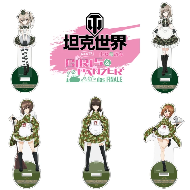 15cm Girls Und Panzer Anime Military Maid Version Acrylic Stand Desktop Ornament Friends Fans Christmas Game Gifts