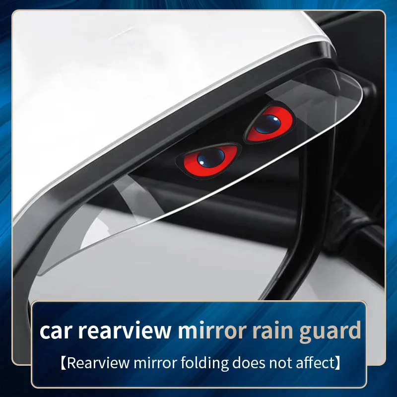 

1 pair of transparent rearview mirrors with rain eyebrows, black and red eyes, car reversing mirrors for rain protection