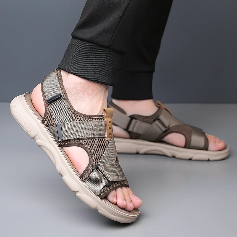 YRZL-Sandalias antideslizantes suaves y cómodas para hombre, zapatos de playa de alta calidad, sandalias de Gladiador, zapatos planos informales de