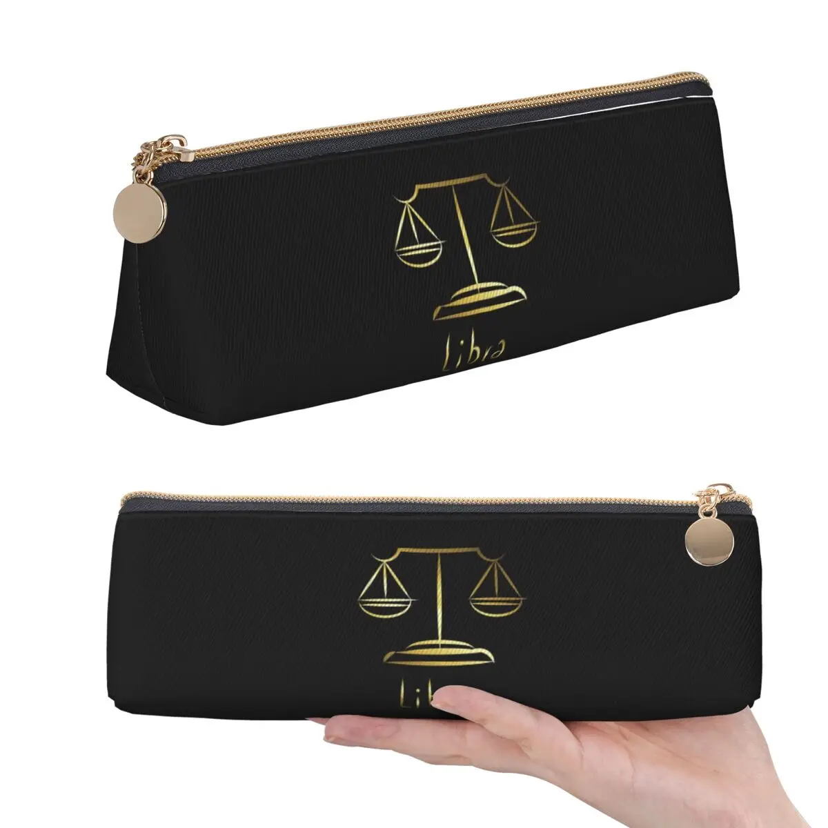 Gold Scales Of Justice Law Logo Lawyer Legal Party Pencil Case for School Pen Box Pencil Bag Stationery Supplies Pen Holder Bag
