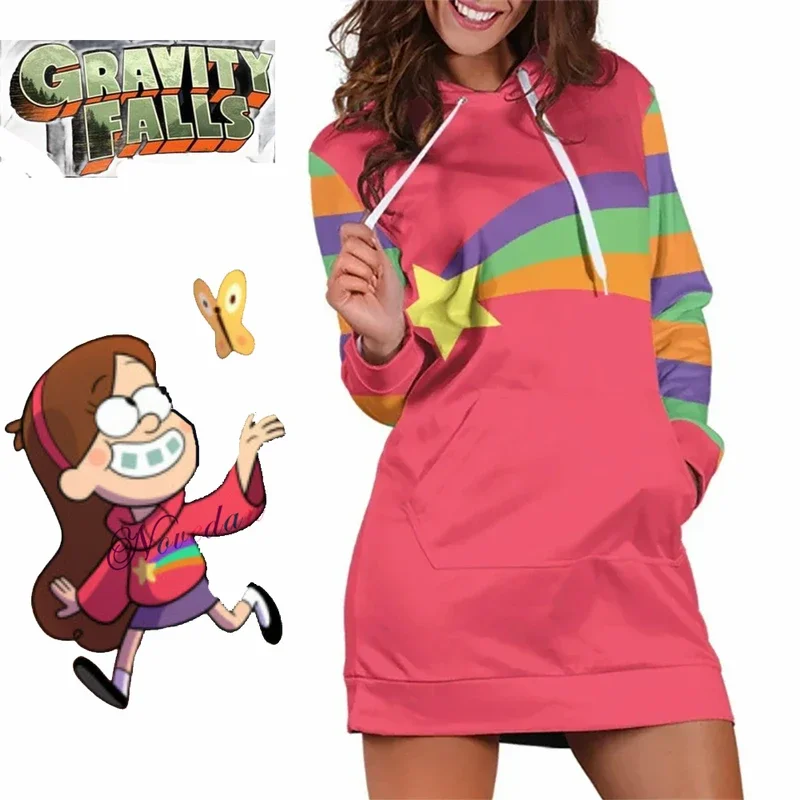 Anime Gravity Falls Cosplay Costume Mabel Pines Cosplay Hoodie Long Coat Sweater Adult Women Sweatshirt Halloween Costume*8*Q