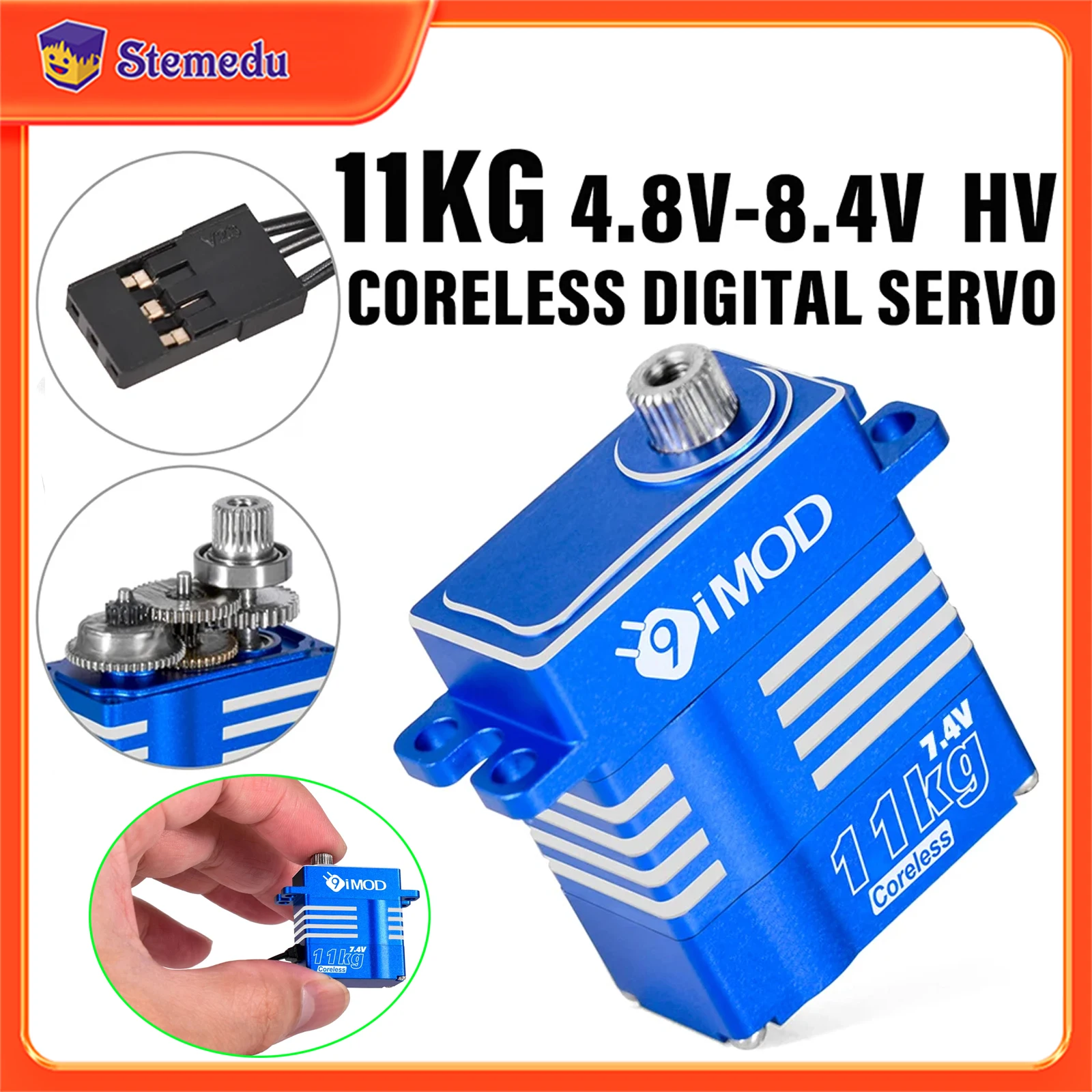 

9IMOD RC Digatal Micro Servo 11KG Coreless Metal Gear Servos 4.8-8.4V for 1/8 1/10 1/12 1/18 RC Car RC Helicopter Robot Airplane