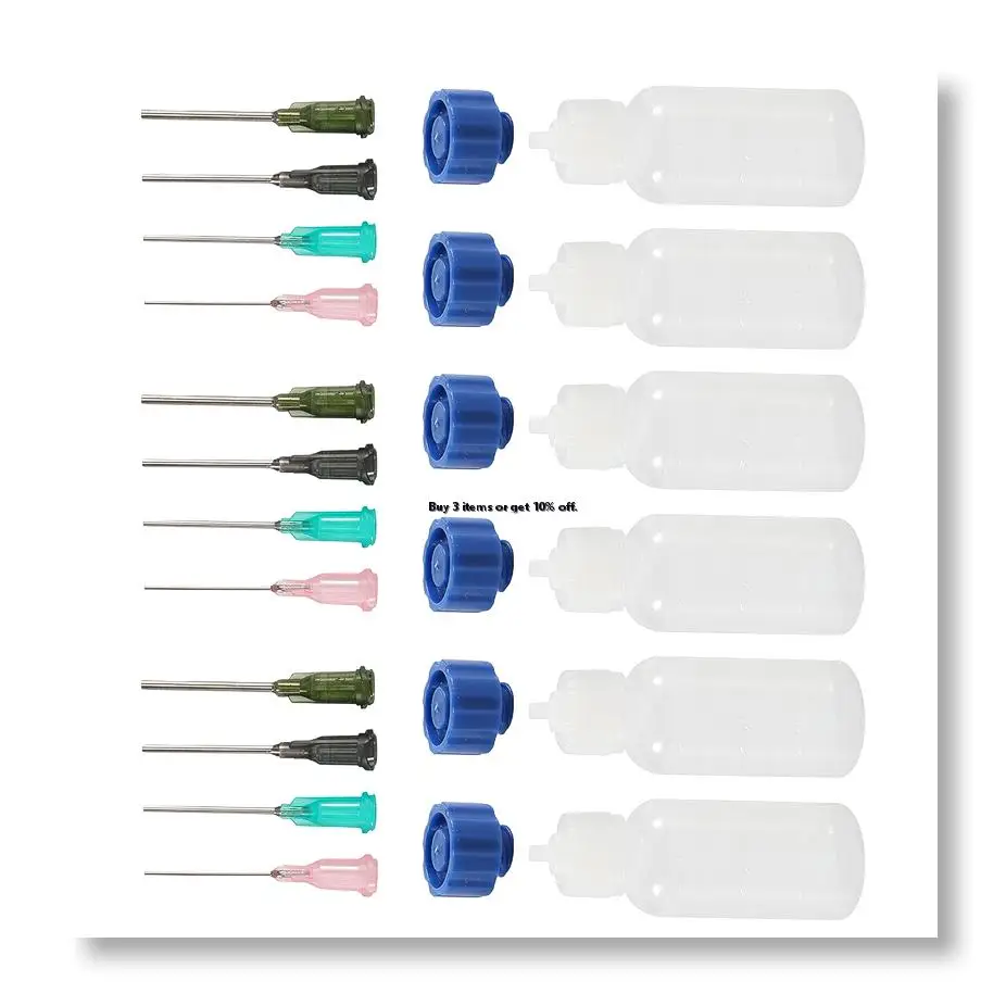 ●6 Pcs Glue Applicator Bottles, 30ml Plastic Squeezable Dropper Bottles with Blunt Needle Tip 14ga 16ga 18ga 20ga