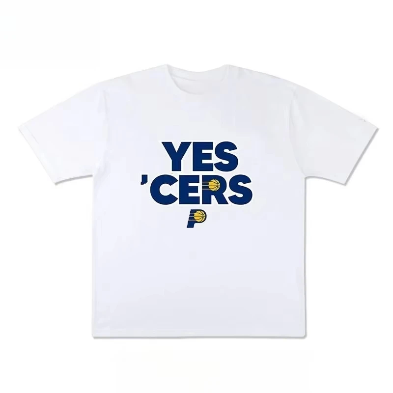 Indiana Pacers Playoff Slogan Basketball Short Sleeve Cotton T-Shirt Women's Sports Casual Wear Breathable Top Y2k Women Tee Top