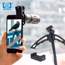 APEXEL Telescope Zoom Lens Optic 18x25 Monocular + Mini Selfie Tripod for IPhone Samsung Other Smartphones Travel Hunting Sports