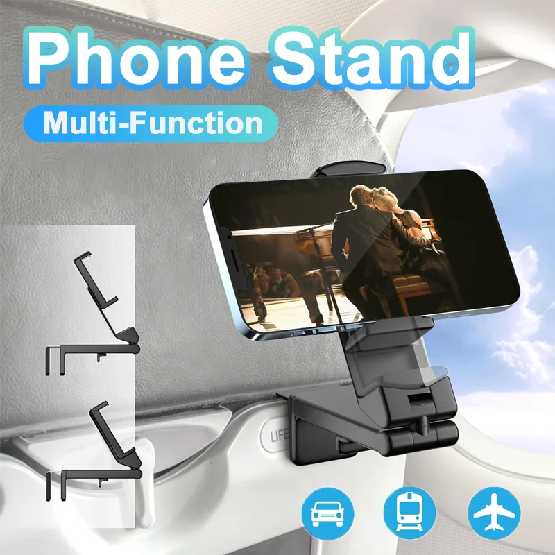 Multifunctional Mobile Phone Holder For iPhone Samsung Phone General For Plane Car Train Travel Hands-Free 360 Degree Adjustable