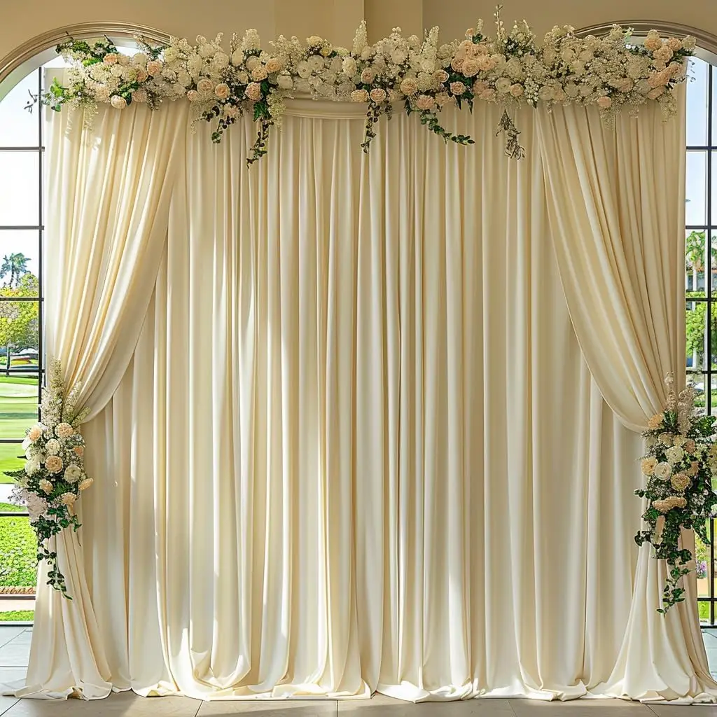 

2PCS White Satin Wedding Backdrop Curtain for Party Birthday Baby Shower Photography Home Decor Background