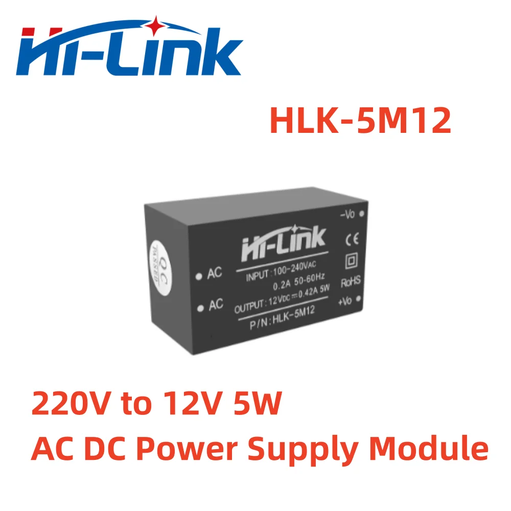 

Free Shipping 5pcs/Lot Shenzhen Hi-Link 220V to 12V 5W Original Household Switching Power Supplier AC DC Converter HLK-5M12