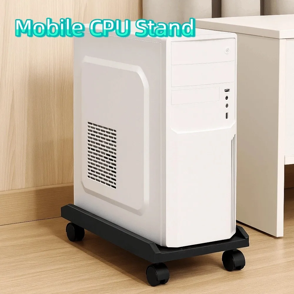 

Universal Plastic Mobile CPU Stand Lockable Heavy-Duty Computer Tower Stand Black with Wheels CPU Stand Under Desk