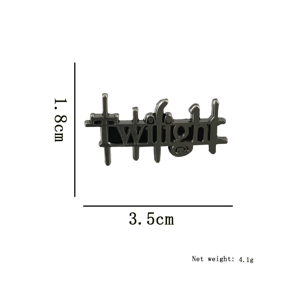 Vampire Love Series Abzeichen Twilight Klassischer Film Fernsehroman Logo Brosche Retro-Stil Text Metall Reversnadel Taschenzubehör Geschenk – Detail 2