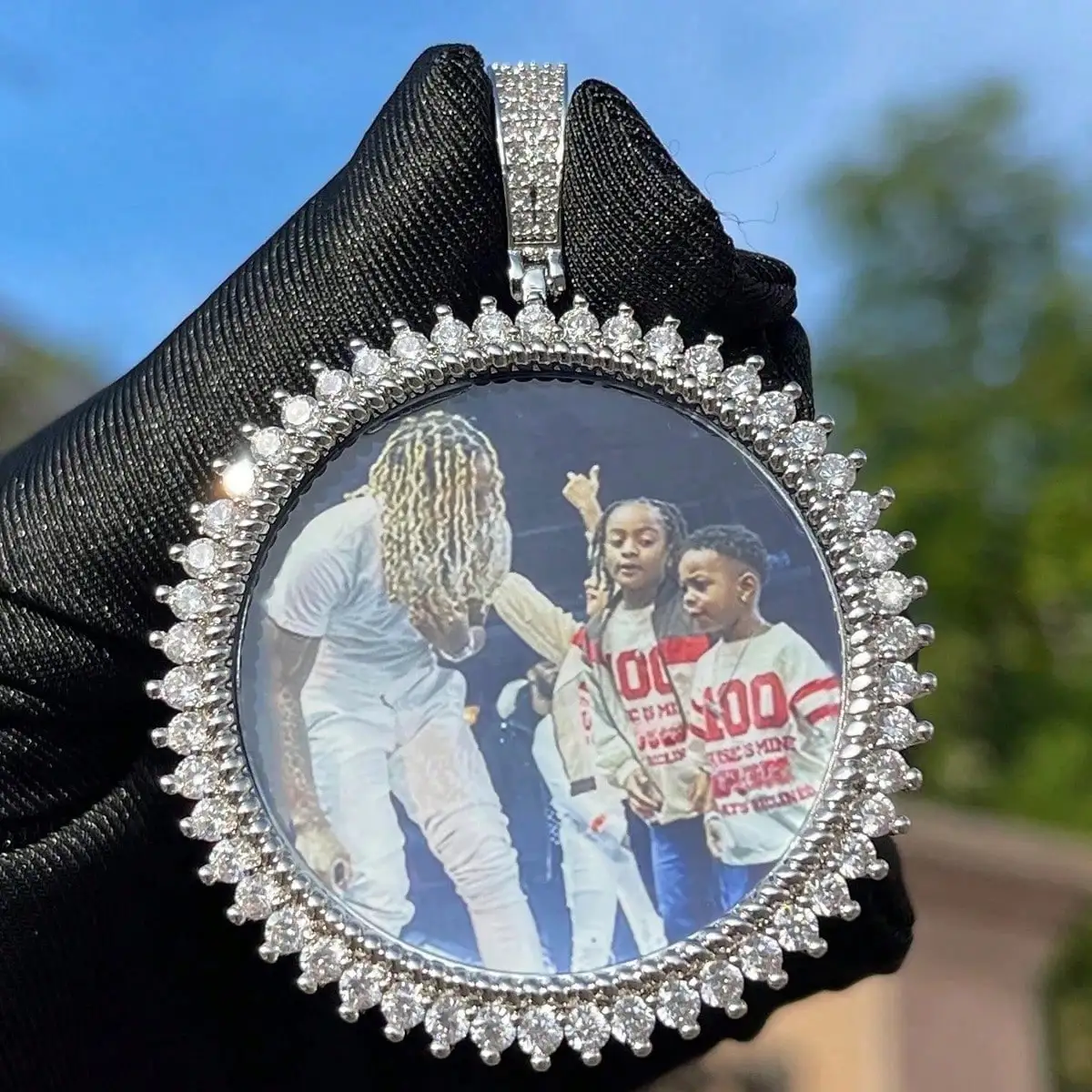 45mm Hip Hop Iced Out DIY Photo CZ Pendant Custom Picture Pendant Necklace Personalized Women Men Rapper Jewelry For Him Her