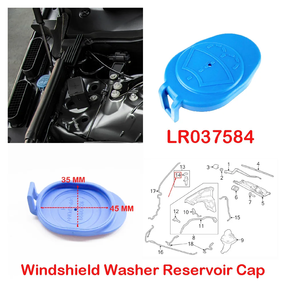 

LR037584 Auto Parts Fits for LAND ROVER Range Rover Sport 2014-2022 Car Front Windshield Wiper Washer Fluid Reservoir Cap