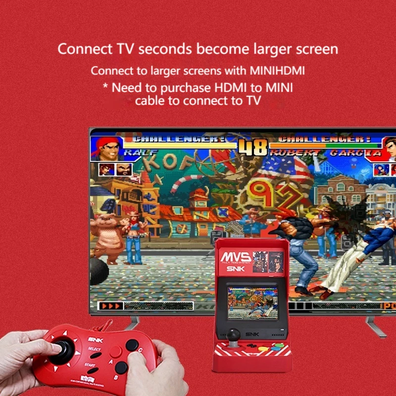 SNK حقيقية MVS وحدة تحكم ألعاب صغيرة ريترو ممر ملك المقاتلين سبيكة معدنية عصا التحكم اثنين لاعب لعبة وحدة التحكم هدية جمع