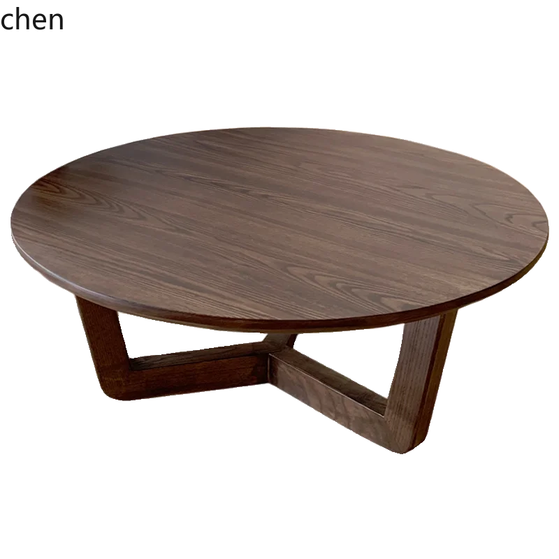 solid wood coffee table high and low combination household simple living room coffee table sofa edge small round tea table