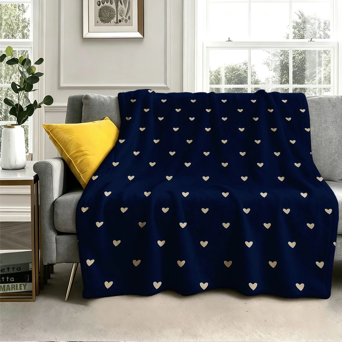 Tiny Hearts  Flannel Blanket Warm Soft Halloween Christmas Couch Warm Cozy Decorative Decor Gift for All Season