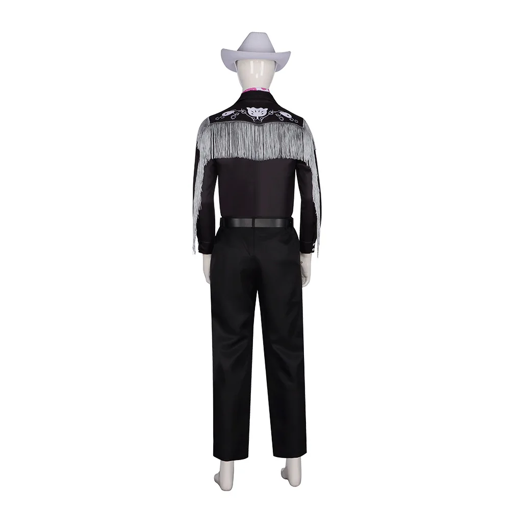 Film Barbi Ken Kostuum Mannen Kids Ken Ryan Gansling Cowboy Shirt Hoed Pak Pruik Cosplay Party Carnaval Uniform Volledig Kostuum