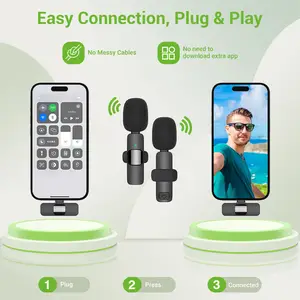 Lavalier wireless microphone, live transmission microphone, youtube, tiktok, facebook, iPhone 16, Android microphones 8 Main Sales Lapela Microphone - №4
