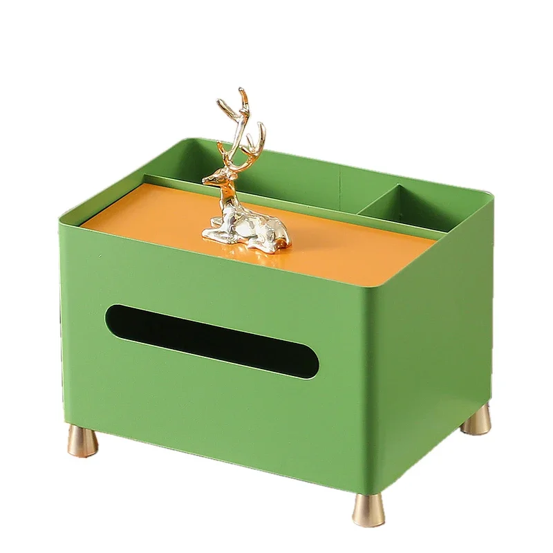 Golden Deer Multifunctional Tissue Box Living Room Remote Control Metal Storage Home Dining Table Napkin Ornament