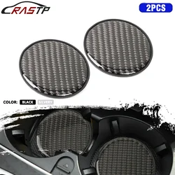 RASTP-2Pcs Carbon Fiber Car Coaster Cup Bottle Holder Anti-Slip Water Cup Mat Anti-Dirt Round Pad Auto Interior Accessory LKT108